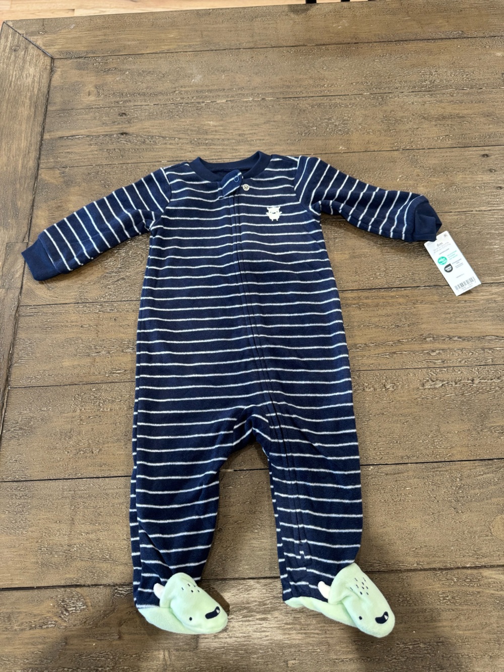 Carter's Navy and White Striped Baby Footed Sleeper